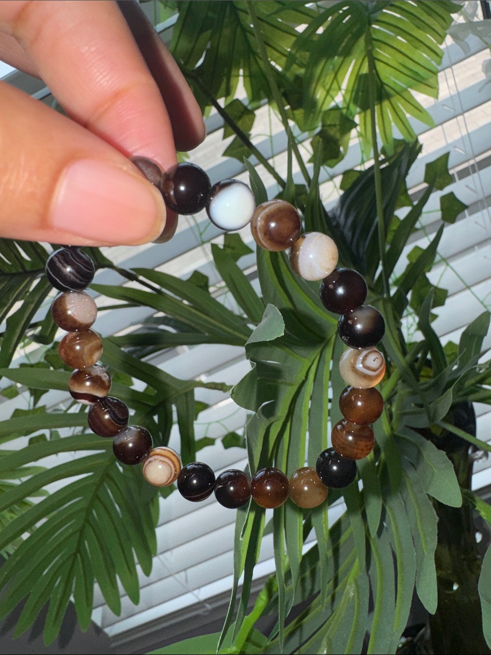 Coffee onyx Agate Bead Stretch Bracelet-8mm